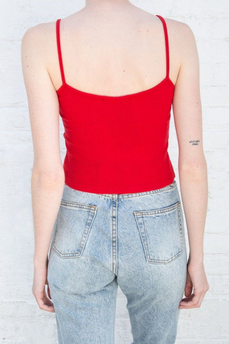 Debardeur Brandy Melville Lorene Cropped Rouge | XYK-32859180